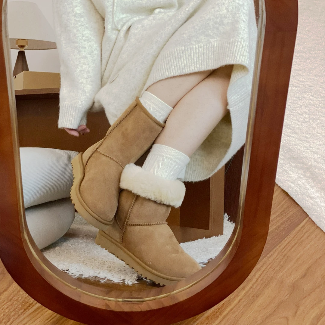 【皮毛一体】5825经典中筒雪地靴网红爆款一鞋两穿加绒冬季棉鞋女