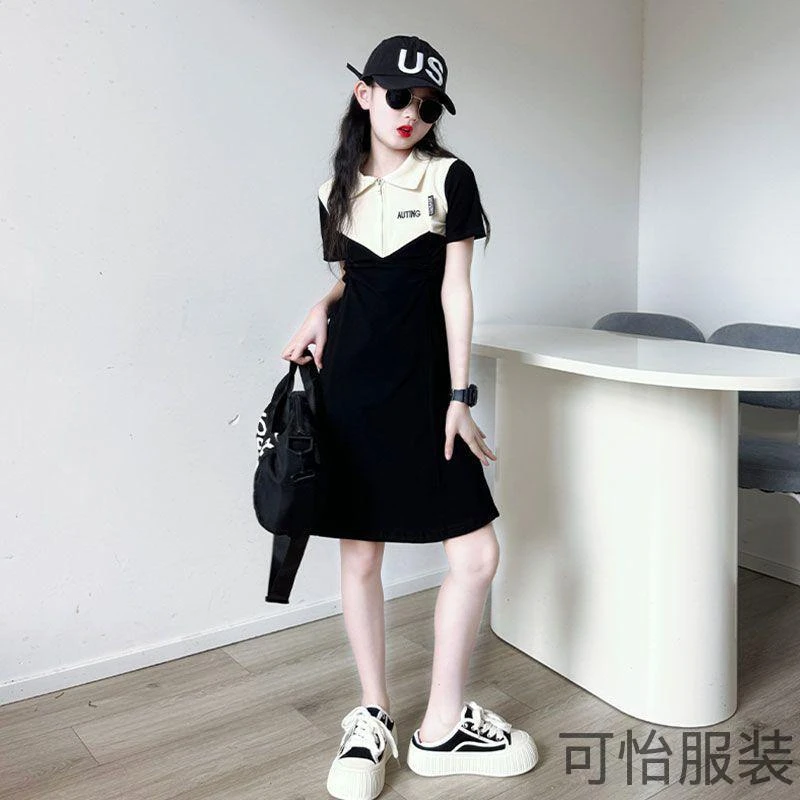 女童夏装连衣裙2025新款大童韩版洋气polo裙时尚洋气公主裙潮B类