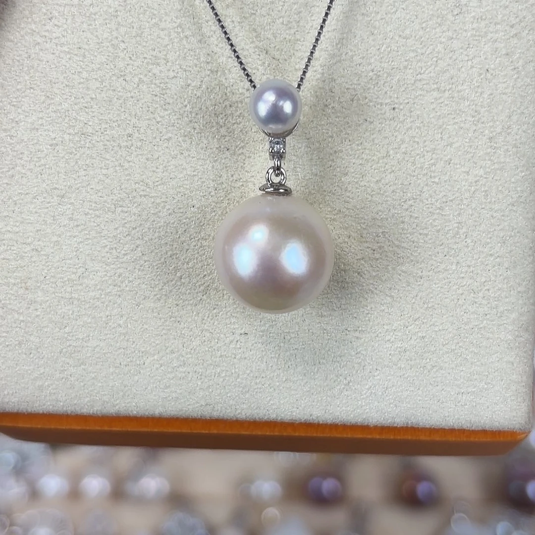 吊坠银S925镶嵌淡水珍珠