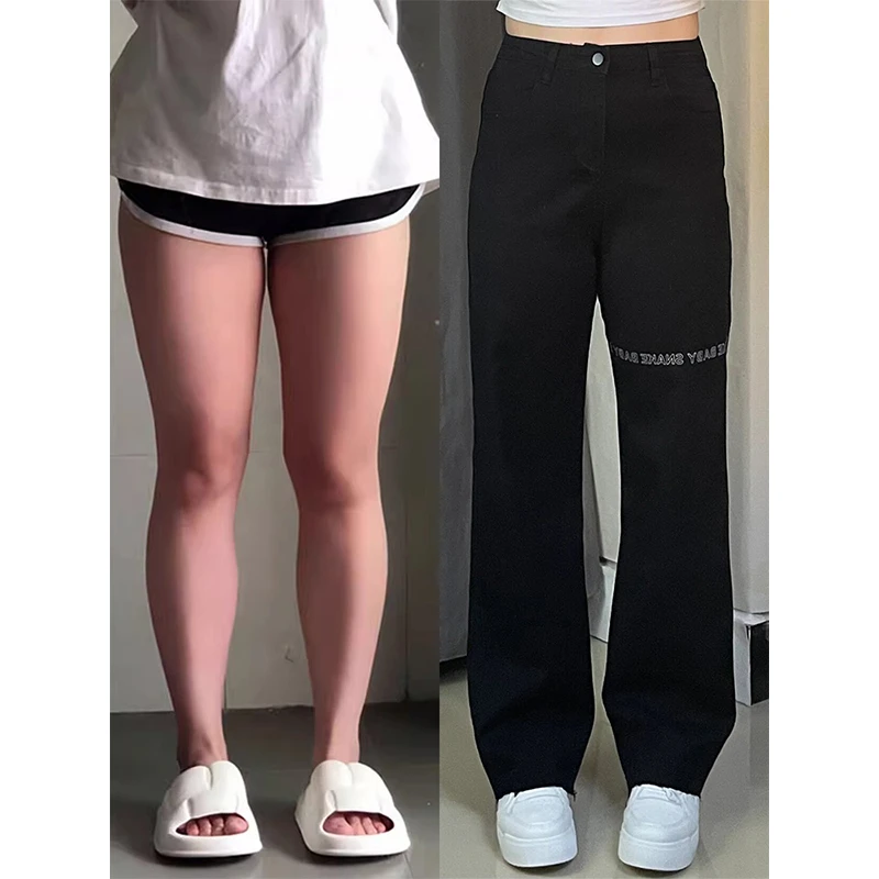 300斤特大码胖mm直筒牛仔裤女夏季新款梨型身材显瘦遮肉阔腿长裤