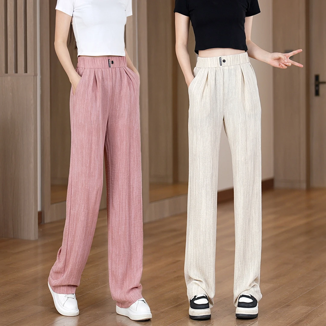 2025夏季直筒阔腿裤显瘦时尚大码高腰宽松扎染薄款休闲百搭阔腿裤