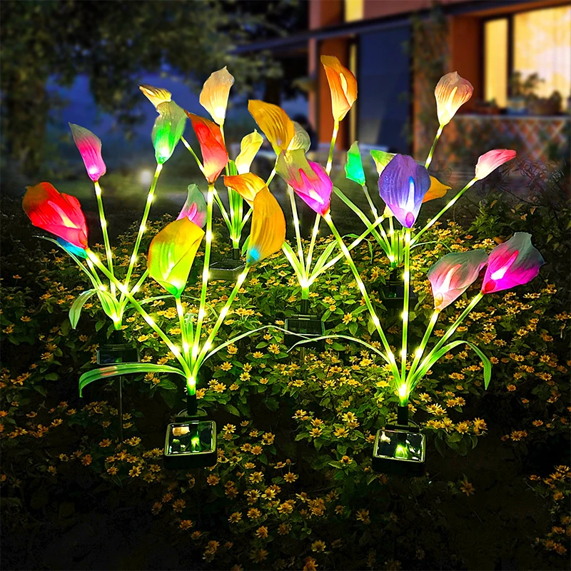 太阳能灯景观庭院灯户外防水花灯别墅花园阳台粉色装饰地插草坪灯