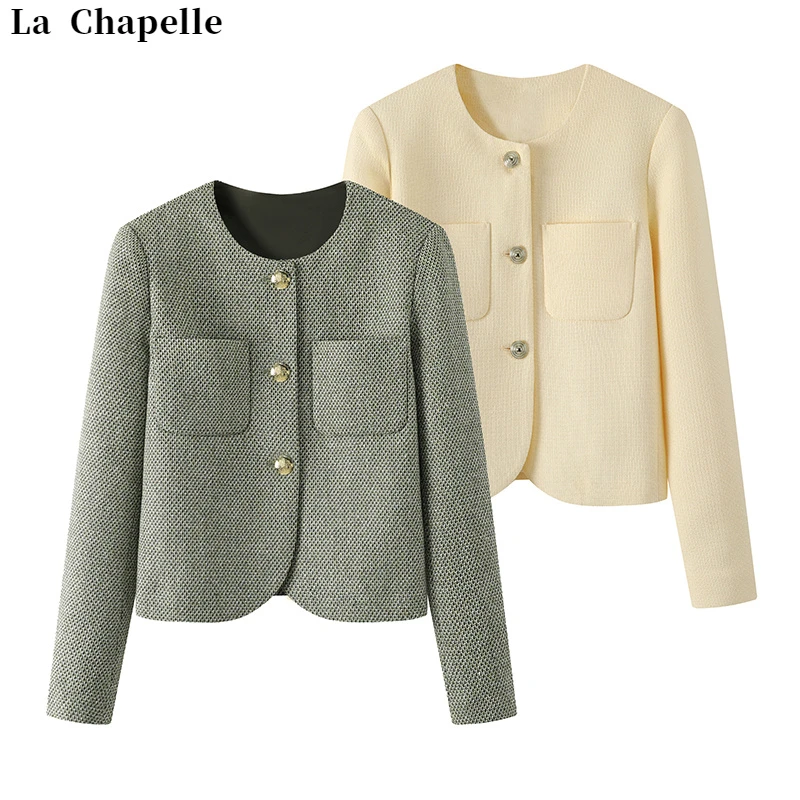 La Chapelle/拉夏贝尔小香风短外套女秋冬正肩显瘦名媛轻熟风上衣