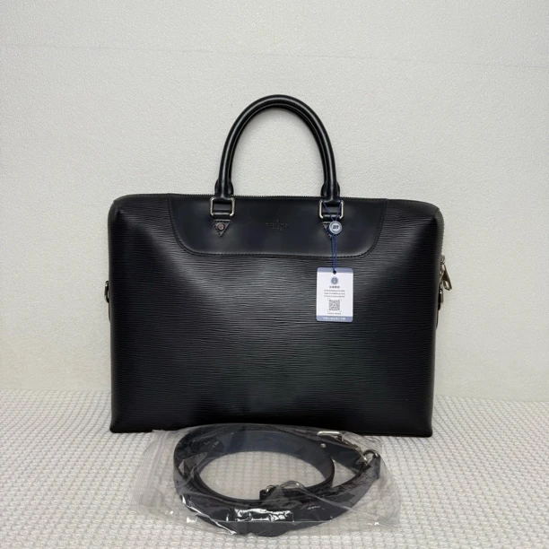 95新 LouisVuitton/路易威登 5747/男士时尚蓝色全皮水波纹公文包