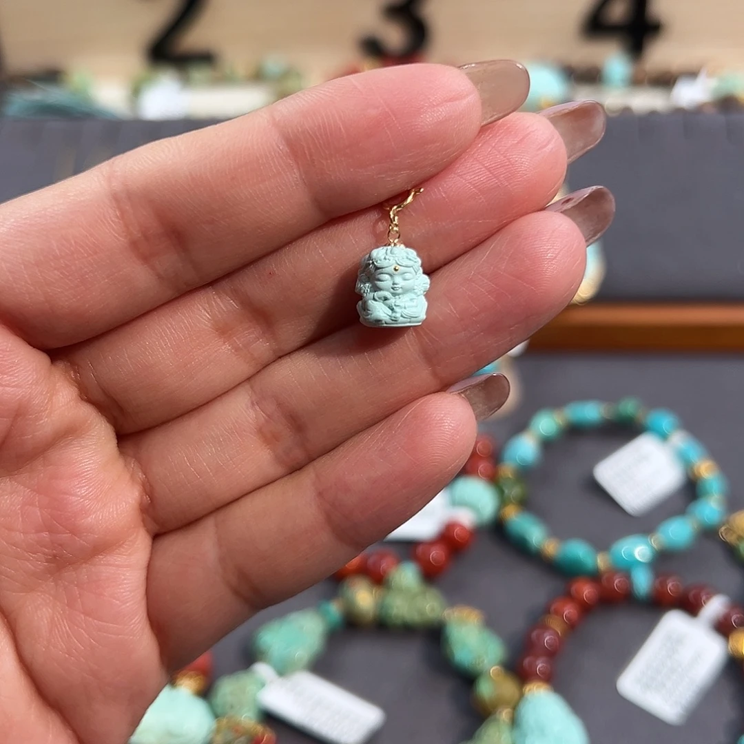 绿松石18K金镶嵌度母娘娘滴溜