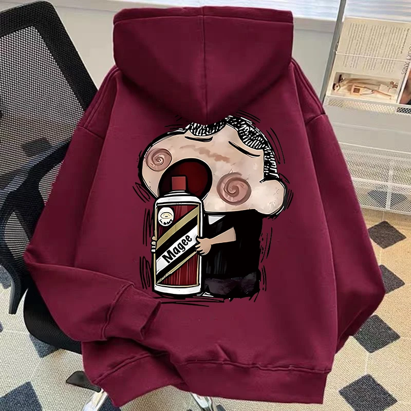 秋冬加绒加厚重磅连帽卫衣卡通小新潮牌外套新款宽松男装学生上衣