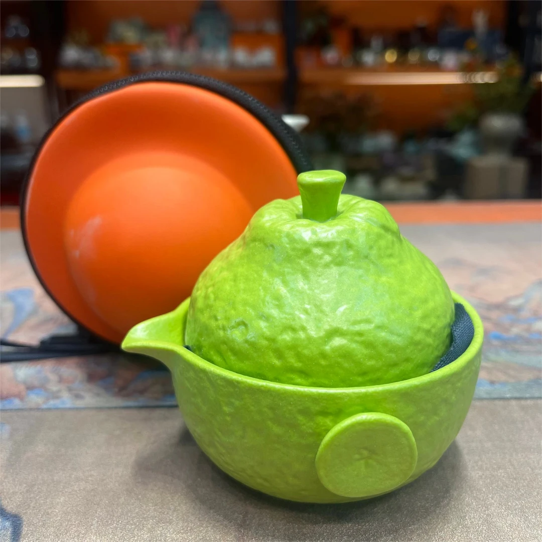 陶子茶具 大吉大利手抓快客杯便携式旅行茶具（绿）-5808（直播专享）