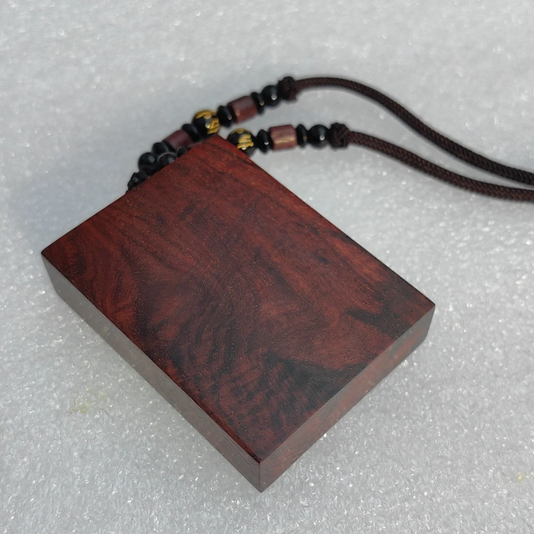 紫.檀水波纹厚《无事牌》吊.牌把件手工创意