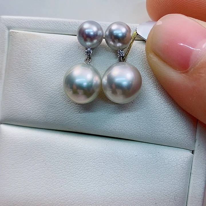 海水珍珠耳饰18K金镶嵌7:-11