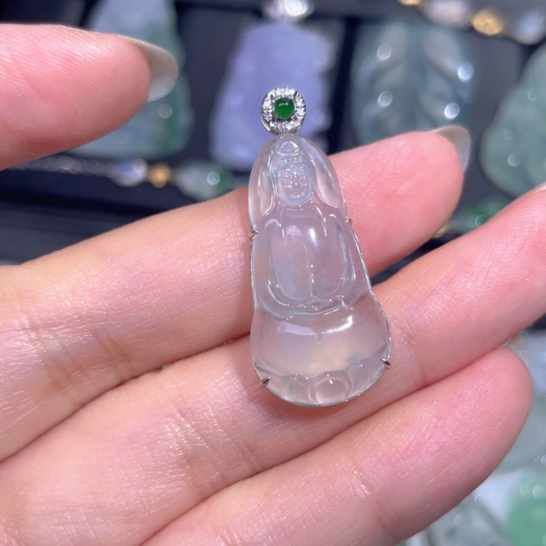 颈饰18K金镶嵌翡翠翡翠