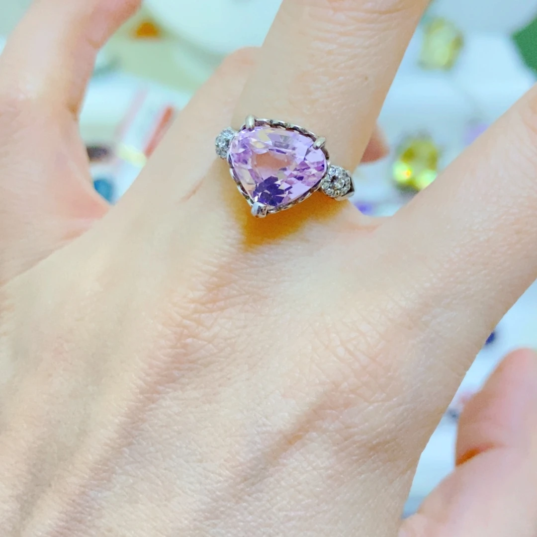 银S925镶嵌锂辉石戒指