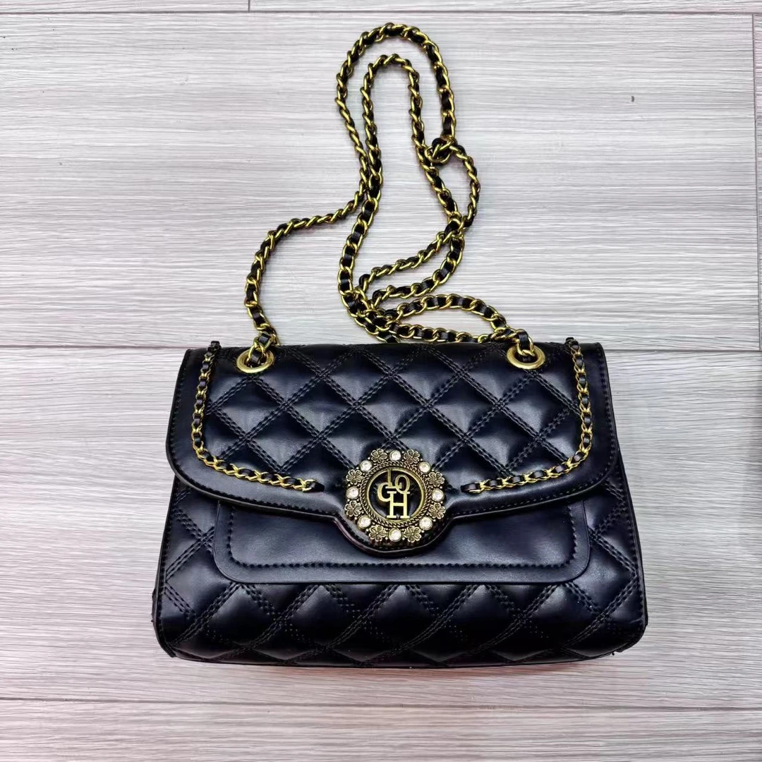 包包小香风轻奢时尚百搭女士黑色单肩菱格