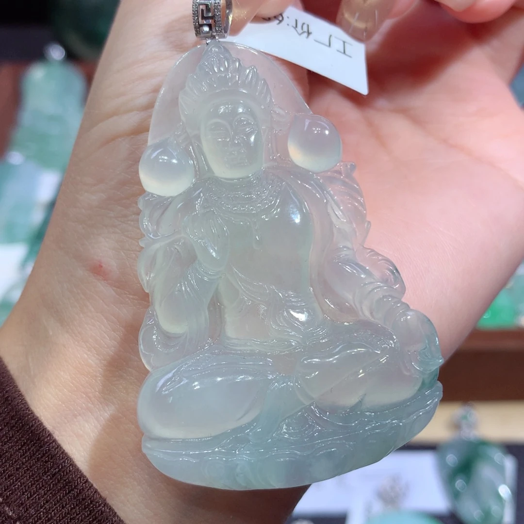 吊坠(不含链)18K金镶嵌翡翠