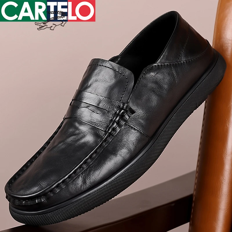 CARTELO/卡帝乐鳄鱼休闲皮鞋时尚软底百搭透气真皮商务鞋爸爸鞋JB