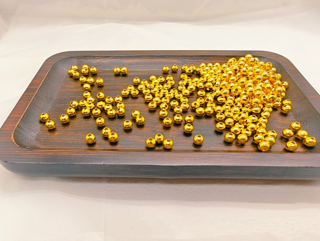 18K金 卡8光面珠DIY手工手链项链配件