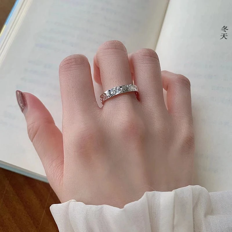 足银戒指 足银999.9碎冰冰4.0闭口戒指爆闪气质简约轻奢精致指环