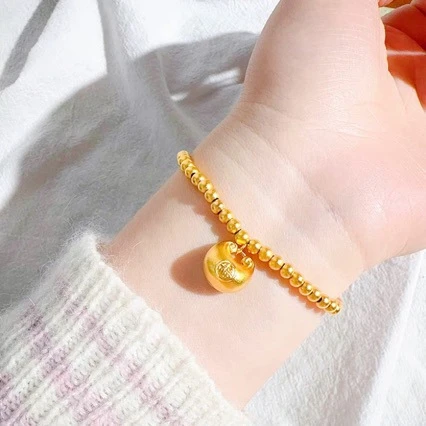 铜合金手链 小胖福手链女时尚百搭转运转手串小众古法设计轻奢