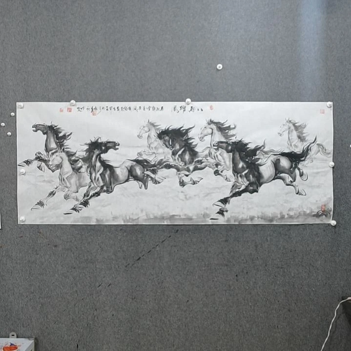 国画陆*洲水墨写意马图八骏