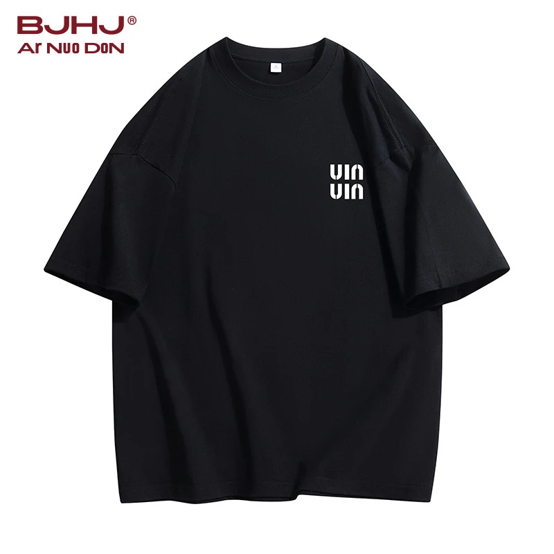 【BJHJ】7A抗菌夏季新款国潮纯棉男士短袖T恤圆领情侣印花半袖t恤男