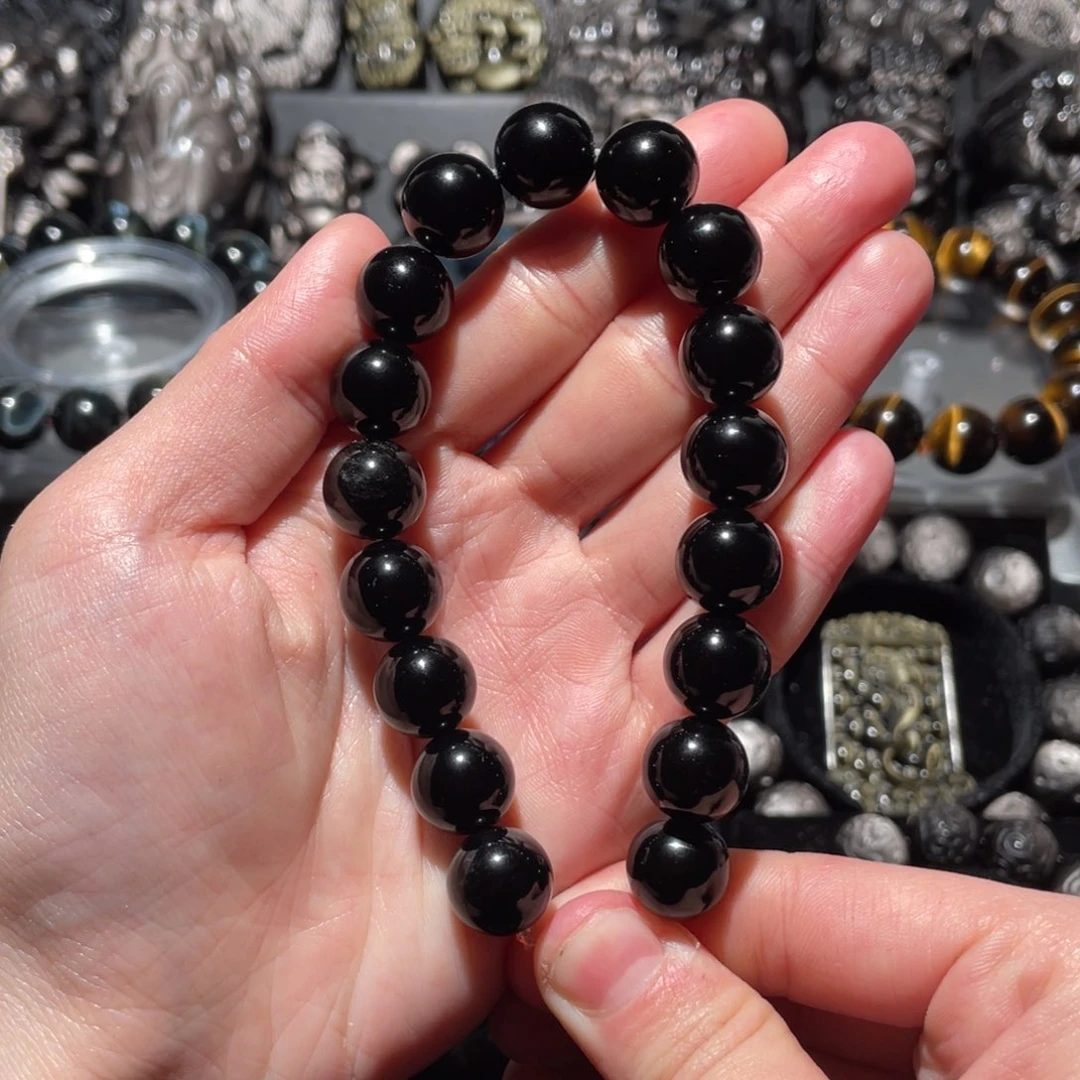 黑曜岩手串未镶嵌盼****店