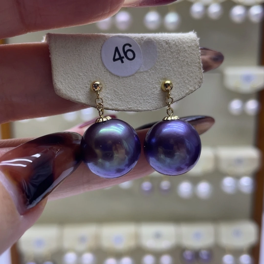 淡水珍珠耳饰18K金镶嵌