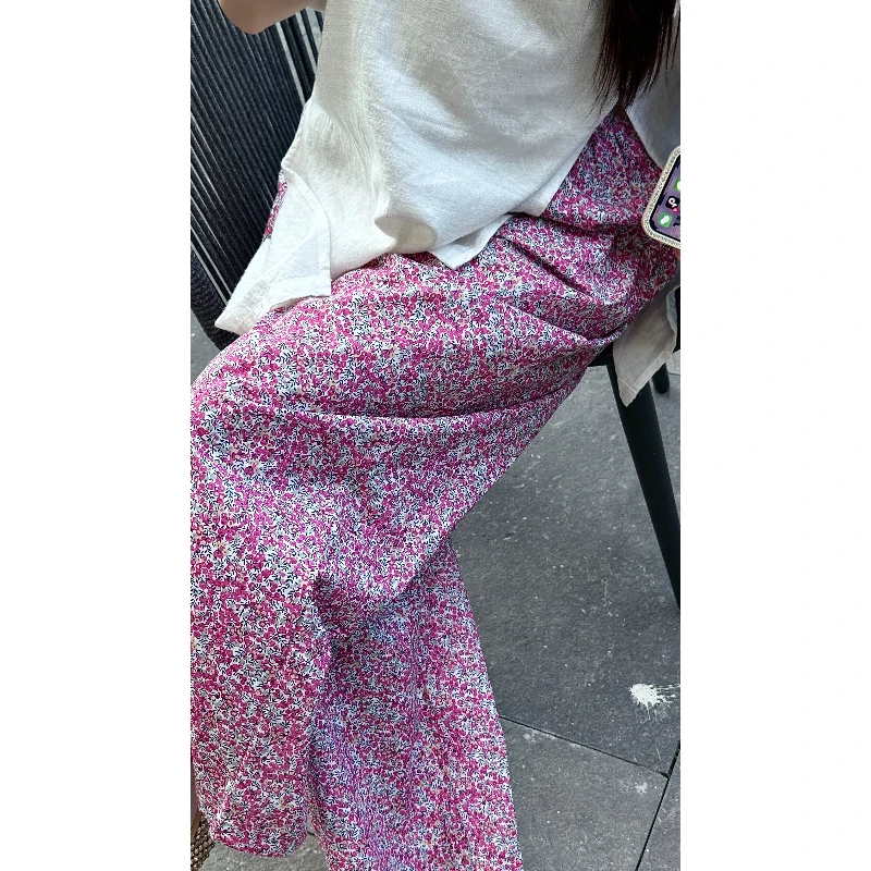 【万桥】小众设计师款全棉印花裤-粉色小碎花