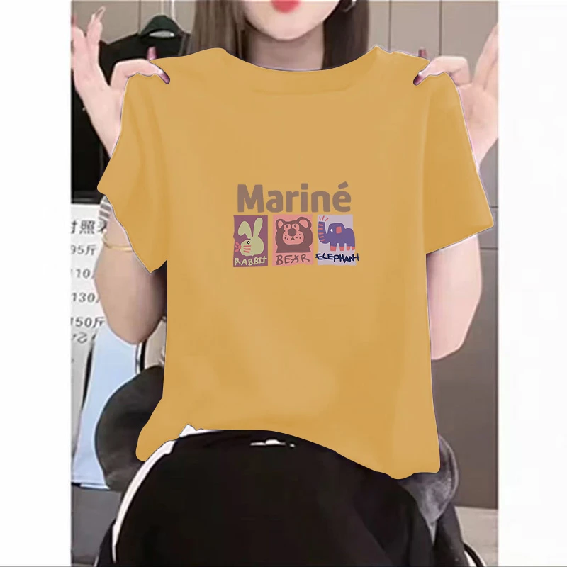 夏季热销爆款正肩圆领短袖t恤女经典休闲时尚百搭减龄优质棉上衣