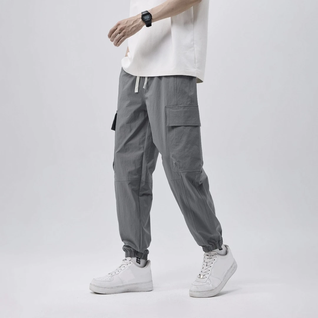 日单春夏薄款男士松紧腰户外运动多口袋休闲裤束脚长裤 8340