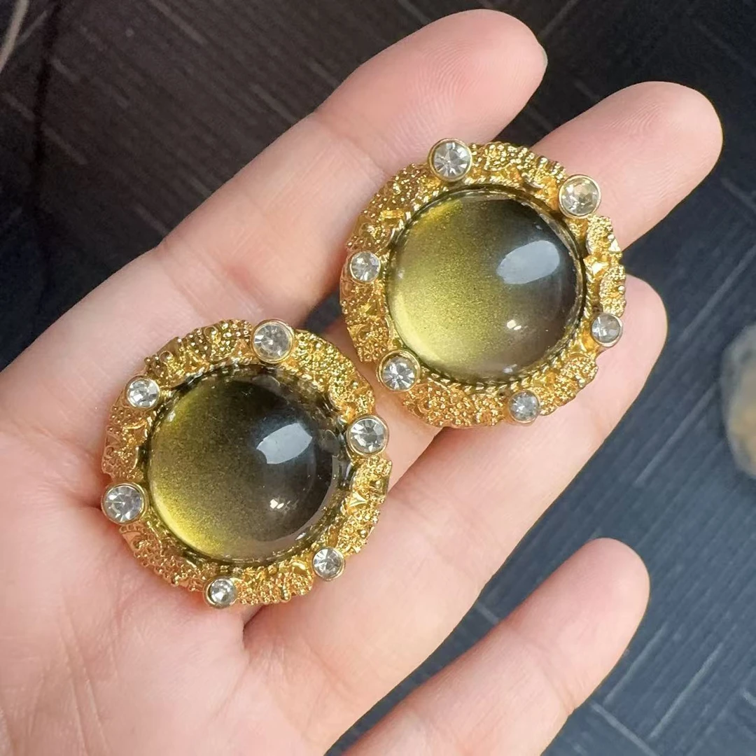 合金亚克力耳饰 20801 气质轻奢复古设计师精致中古镶嵌奢华耳饰