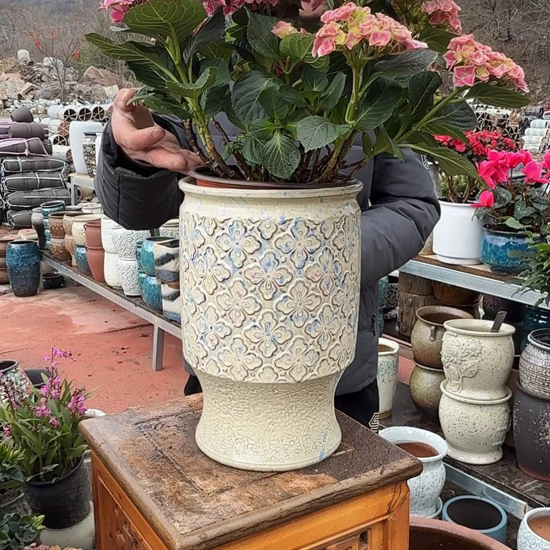 紫砂花盆口20高30（一个菠萝彩色老庄