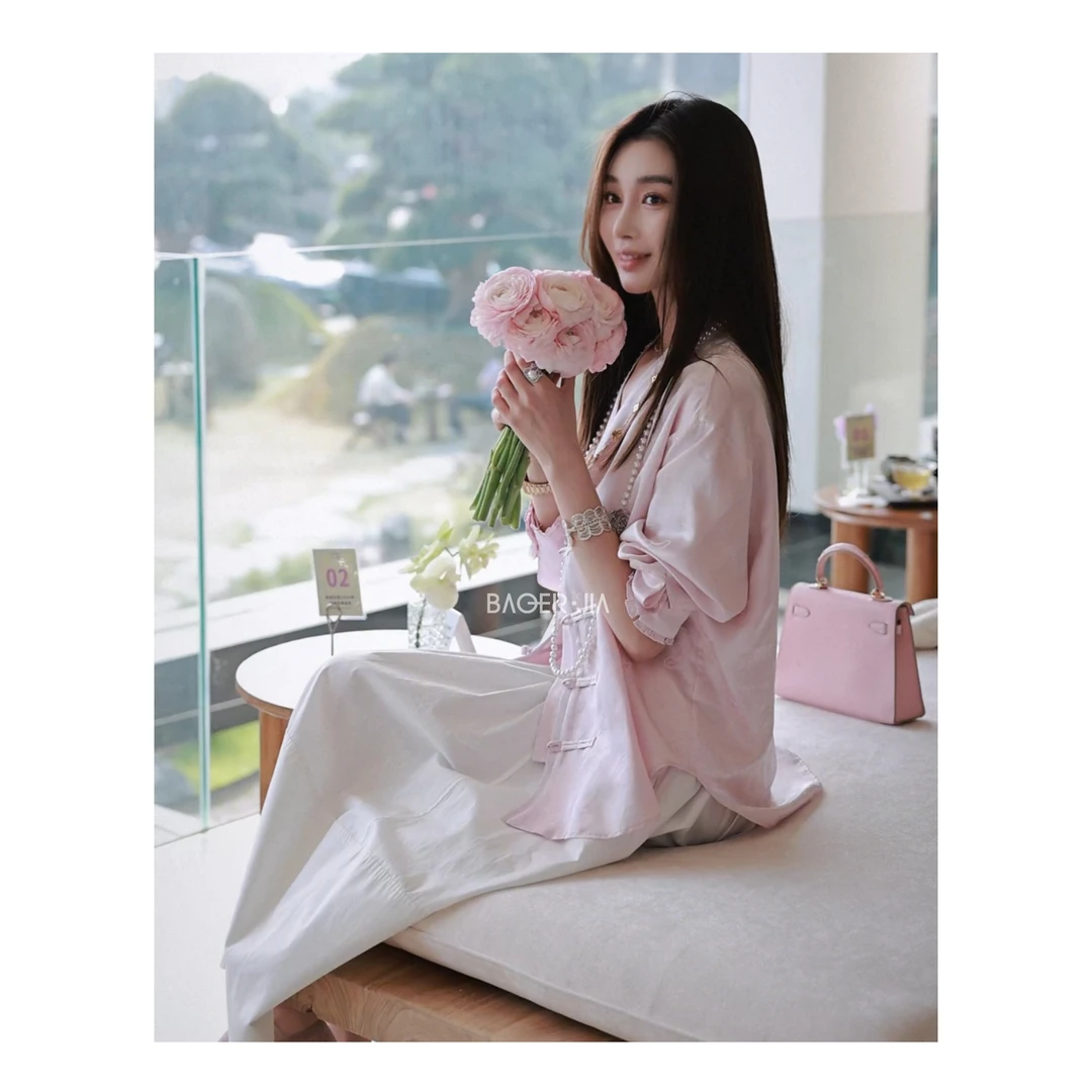 8-宝儿家含幂BK64925102春季新款穿搭真丝提花小怪兽国风盘扣衬衫