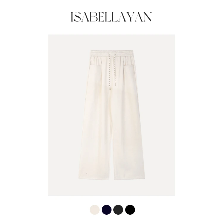 慵懒风松紧腰休闲阔腿裤女宽松直筒裤遛弯裤长裤K27609IS44