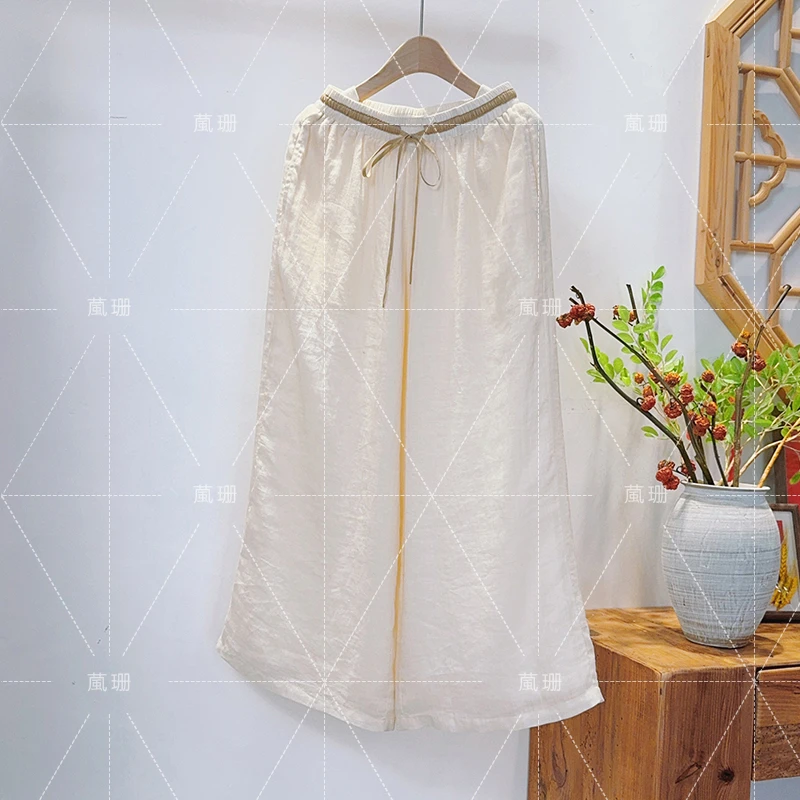 【仙仙裤】夏季苎麻百搭飘逸松紧腰直筒裤 52222