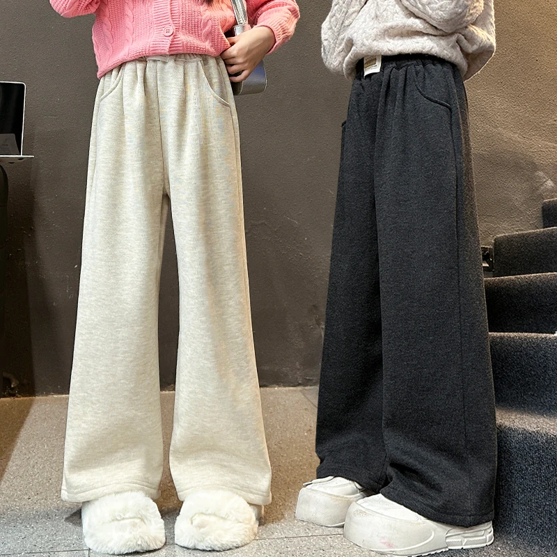 女童糯米裤子秋季2025新款洋气儿童直筒糯米裤女孩大童冬季阔腿裤