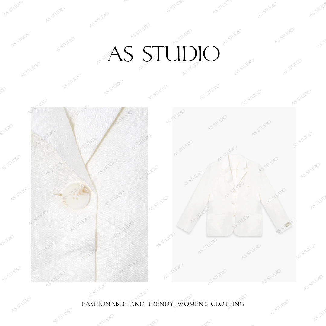 【AS轻风叙】25新经典高级感休闲宽松显瘦亚麻西装AS25CSY3793