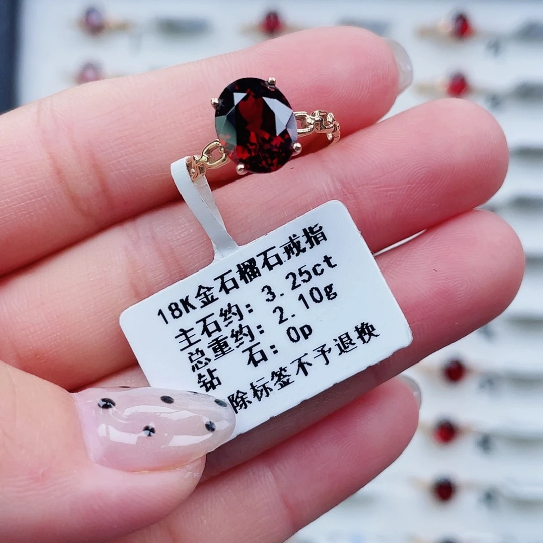 戒指石榴石18K金镶嵌