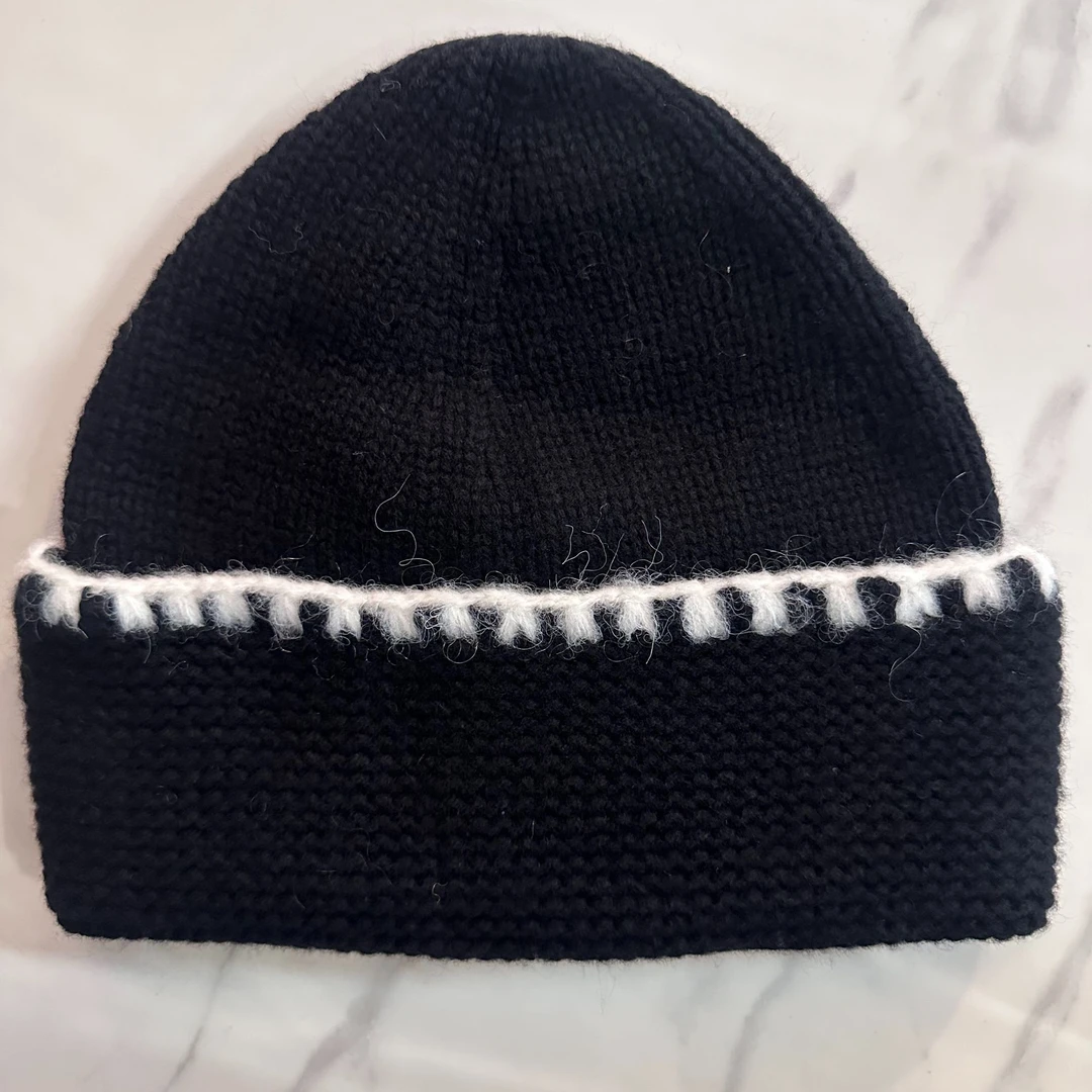 小香风【纯羊绒】线帽黑白撞色冷帽