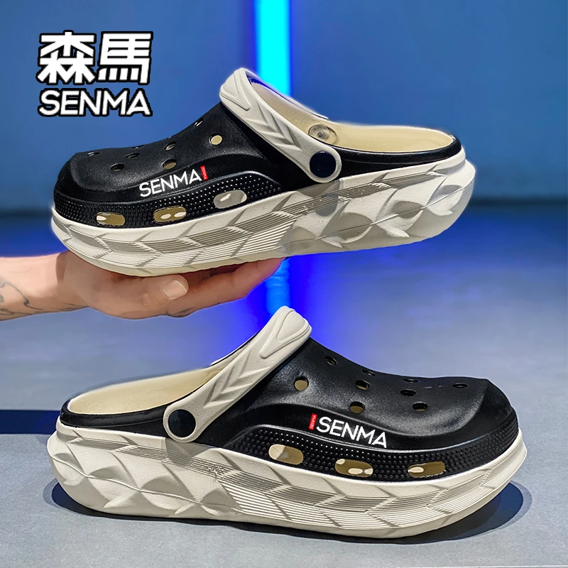 SENMA/森马沙滩洞洞鞋男款2026夏季踩屎感外穿包头拖时尚运动凉鞋