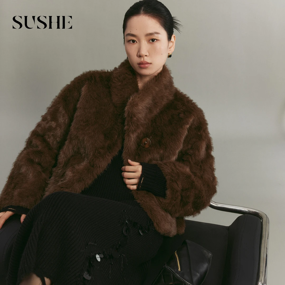 束皙SUSHE【熙语】复古优雅极简立领微廓形保暖短款外套秋冬冬季