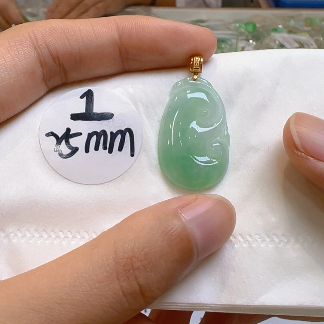 翡翠18K金镶嵌吊坠(不含链)