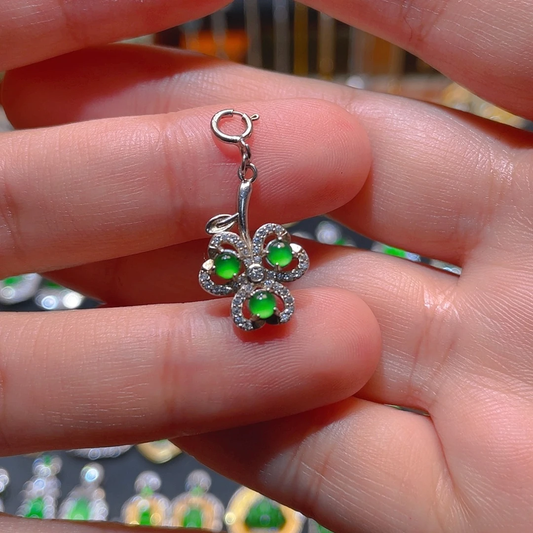 翡翠银S925镶嵌吊坠(不含链)