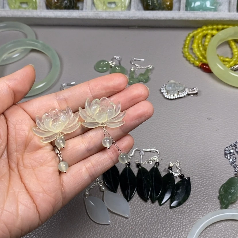 【闪购商品】未镶嵌蛇纹石玉挂件耳饰耳环项链