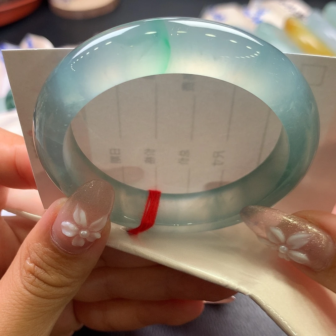 翡翠未镶嵌手镯40号 一步到位