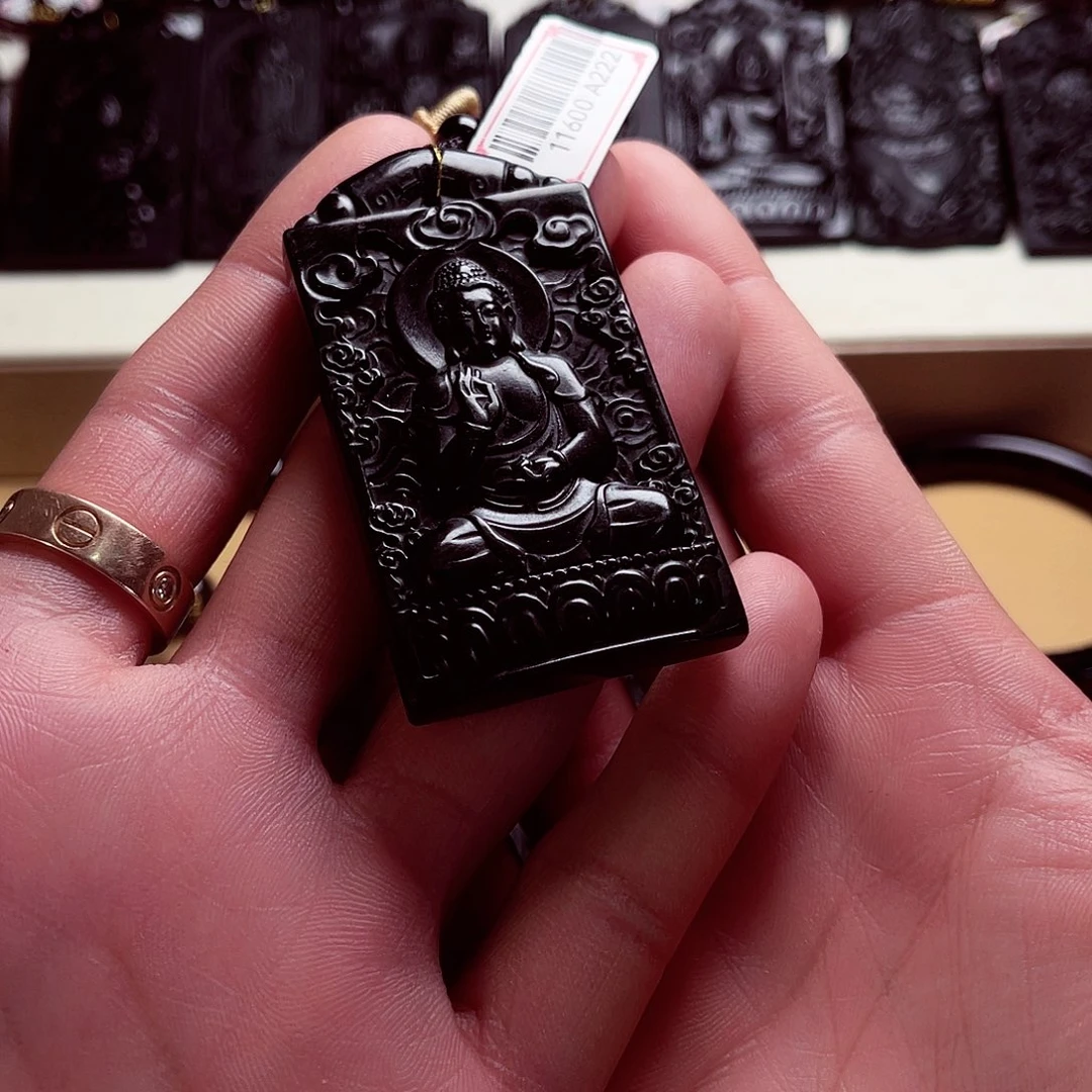 伤***鉴天然缅科a货 钢琴黑阿尔a222