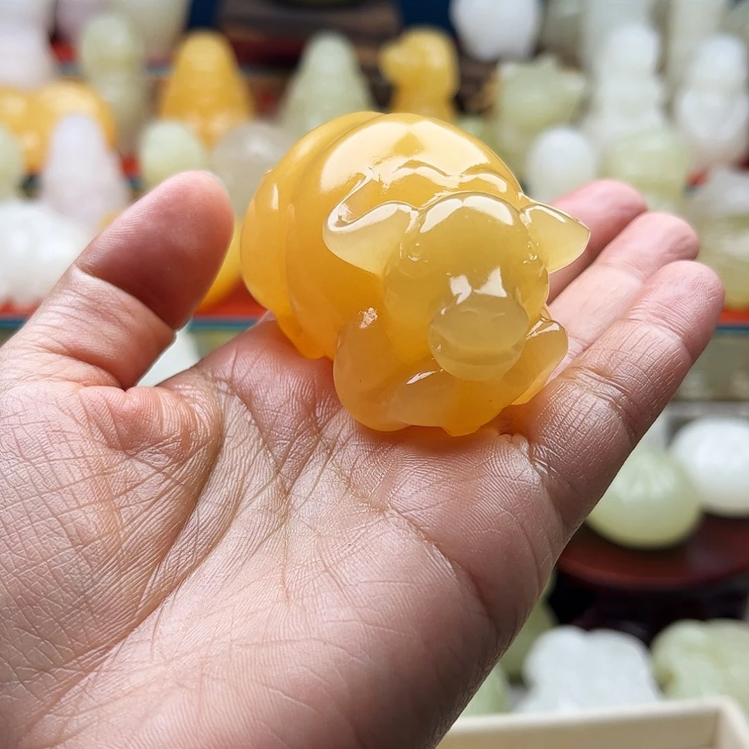 明***至石材牛牛首吧摆件