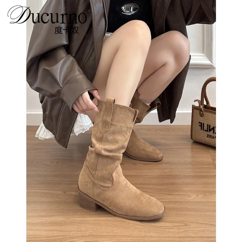 牛皮款~真皮小个子内增高7cm马丁女粗跟显瘦鞋子女ins潮牌百搭