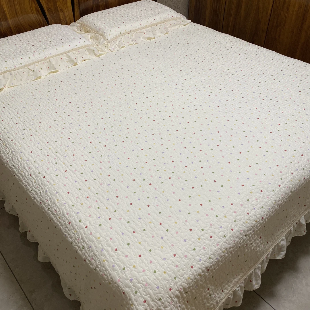 于姐推荐【全棉双层纱床盖】2025新款双层纱印花棉花床盖三件套