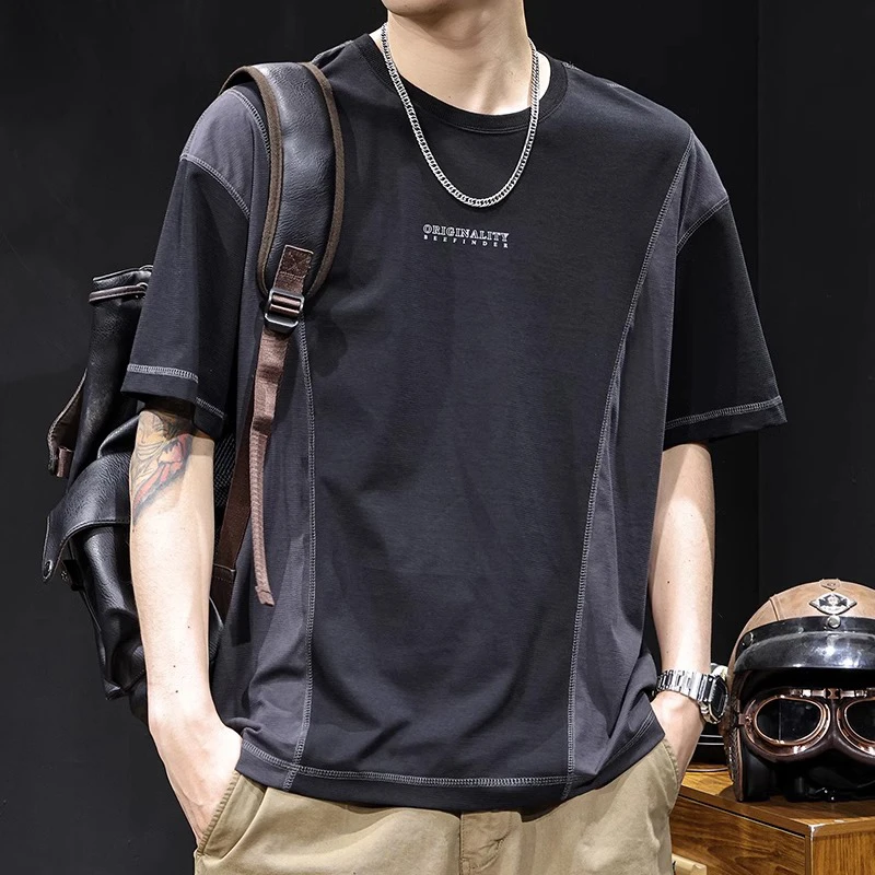 MR.MUDI/穆迪先生天丝短袖t恤男潮牌大码夏2025新款高端衣服美式