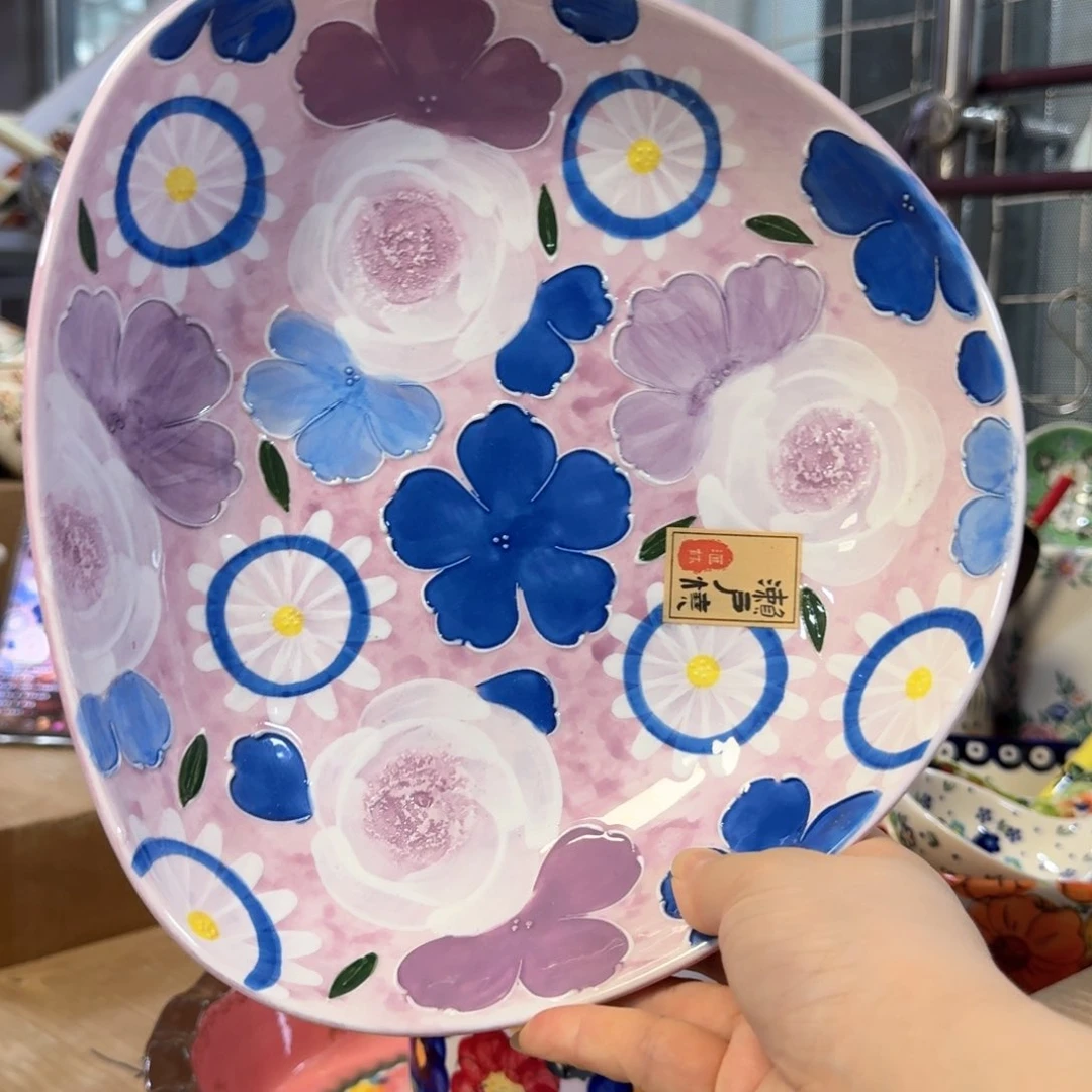 陶瓷濑户烧异形盘一只看图