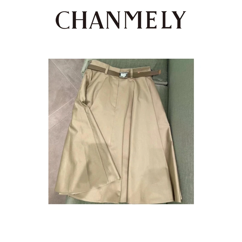 【CHANMITY】24/FW复古时髦A大摆伞裙显瘦褶皱半身裙024396